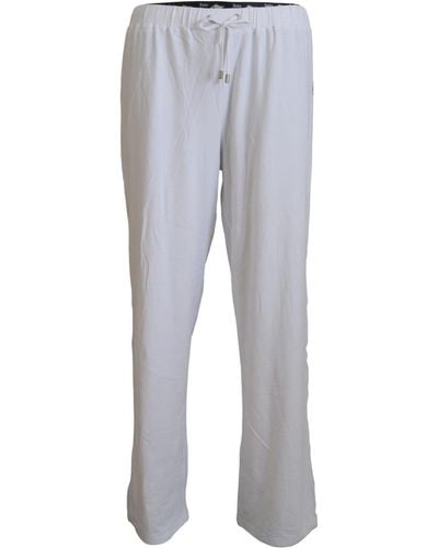 John Galliano White Cotton Logo Loose Pants
