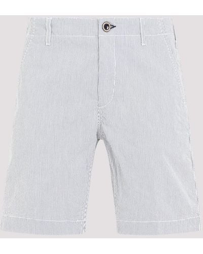 Vilebrequin Blue Cotton Chino Stripe Shorts - White