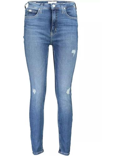 Calvin Klein Super Skinny Washed Effect Jeans - Blue