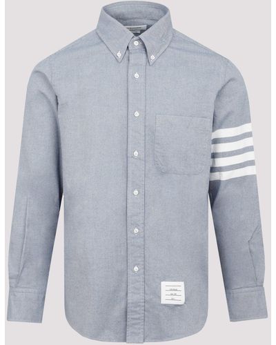 Thom Browne Light Blue Straigth Fit Flannel Shirt
