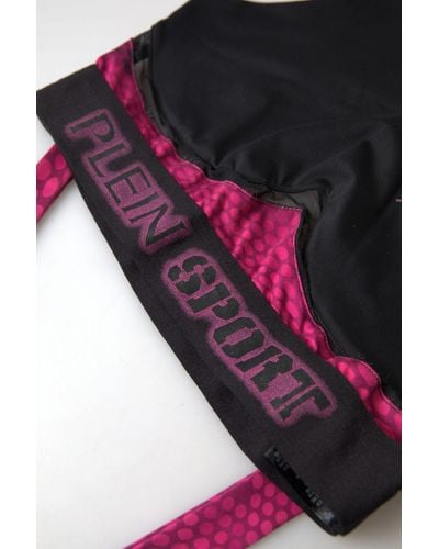 Philipp Plein Black Fuchsia Logo Athlete Hannah Bra Underwear - Pink