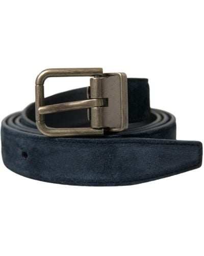 Dolce & Gabbana Suede Leather Metal Buckle Belt - Blue