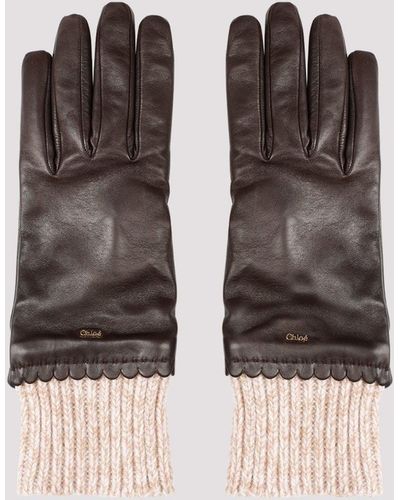 Chloé Brown Leather Jamie Gloves