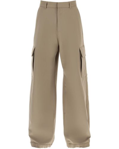 Off-White c/o Virgil Abloh Ow Emb Drill Wide-leg Cargo Pants - Natural