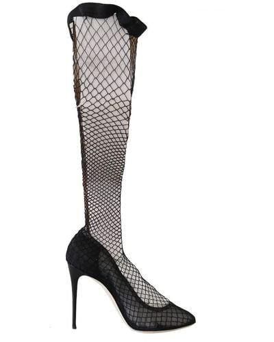 Dolce & Gabbana Netted Sock Heels Pumps Shoes - Black
