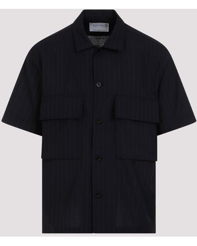Sacai Navy Blue Chalk Stripe Shirt - Black
