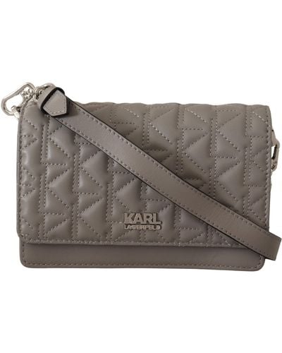 Karl Lagerfeld Elegant Leather Crossbody Bag - Metallic