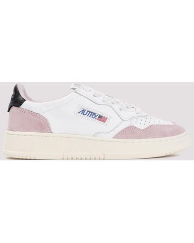 Autry White And Powder Pink Suede Trainers