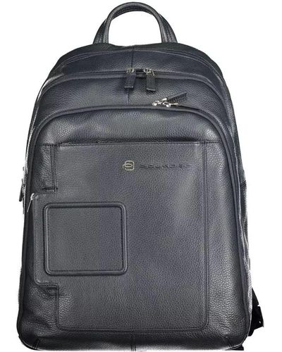 Piquadro Blue Leather Backpack - Black
