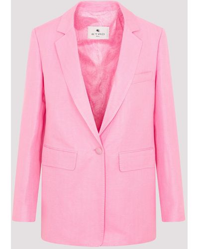 Etro Pink Linen And Silk Fuji Jacket