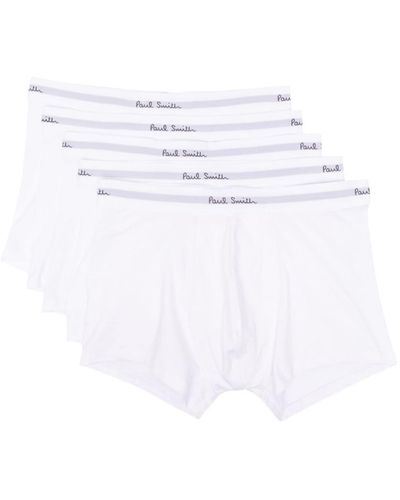 Paul Smith Logo-print Organic Cotton Boxers (pack Of Five) - White
