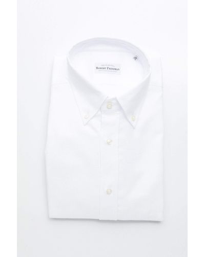 Robert Friedman Elegant White Cotton Button-down Shirt