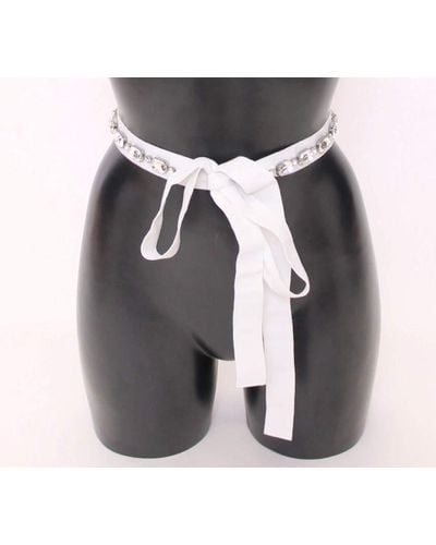 Dolce & Gabbana Crystal Stones Waist Belt - White