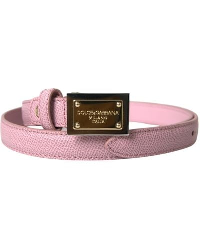 Dolce & Gabbana Leather Square Metal Buckle Belt - Pink