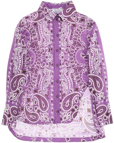 The Attico Bandana Split Shirt With Sl - Purple
