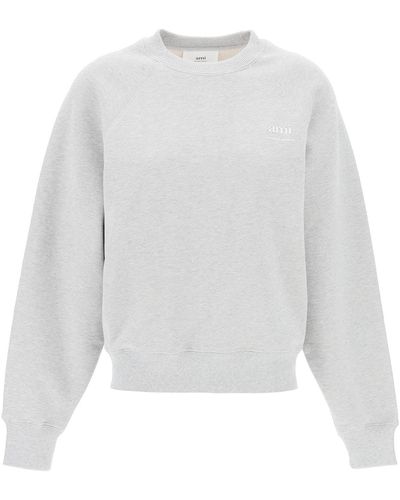 Ami Paris Organic Cotton Crewneck Sweatshirt - White