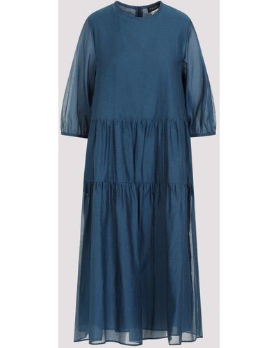 MAX MARA'S Blue Etienne Cotton Midi Dress