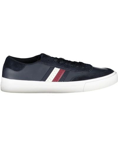 Tommy Hilfiger Sleek Lace-Up Trainers With Contrast Accents - Blue
