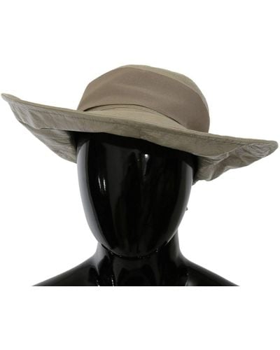 Dolce & Gabbana 100% Lamb Leather Wide Brim Panama Hat - Black