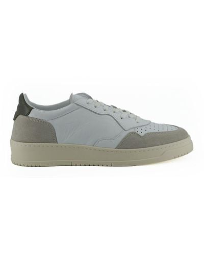 Saxone Of Scotland White And Beige Leather Low Top Sneakers - Black