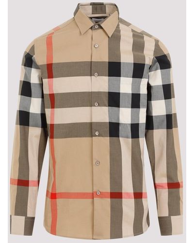 Burberry Archive Beige Check Cotton Shirt - Natural