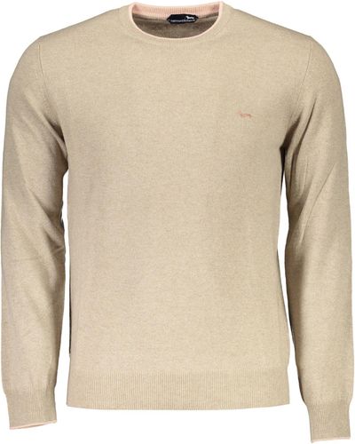 Harmont & Blaine Elegant Crew Neck Sweater With Embroidery - Natural
