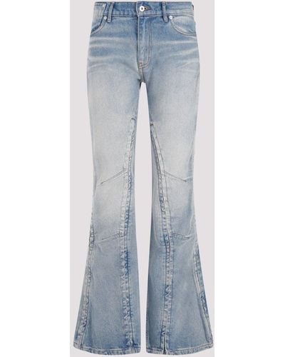 Y. Project Light Sand Blue Cotton Hook And Eye Slim Jeans