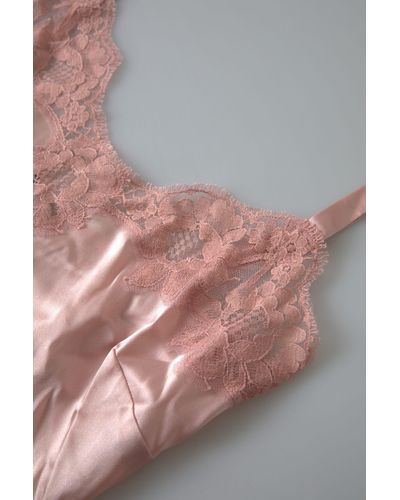 Dolce & Gabbana Silk Blend Camisole With Logo Details By Designer - Pink