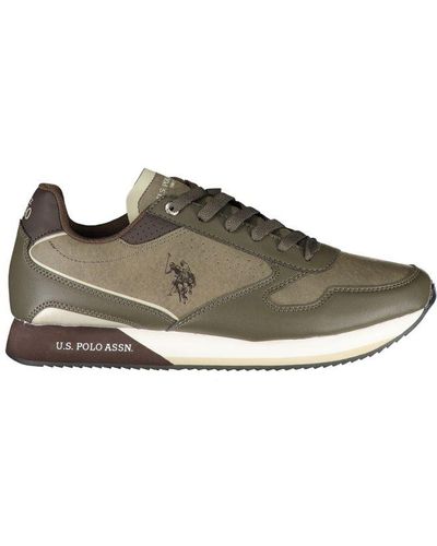 U.S. POLO ASSN. Sleek Sports Sneakers With Elegant Contrast Details - Green