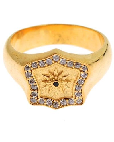 Nialaya Elegant Gold Plated Silver Ring - Metallic