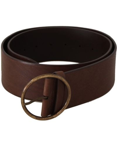 Dolce & Gabbana Elegant Leather Belt With Engraved Buckle - Brown