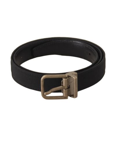 Dolce & Gabbana Black Grosgrain Leather Silver Buckle Belt