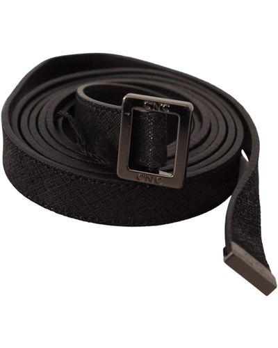 CoSTUME NATIONAL Black Leather Metal Buckle Waist Belt