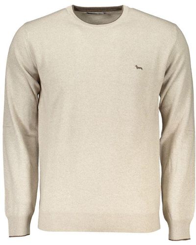Harmont & Blaine Crew Neck Luxury Sweater With Embroidery - Natural