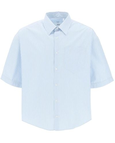 Ami Paris Short-Sleeved Striped Shirt - Blue