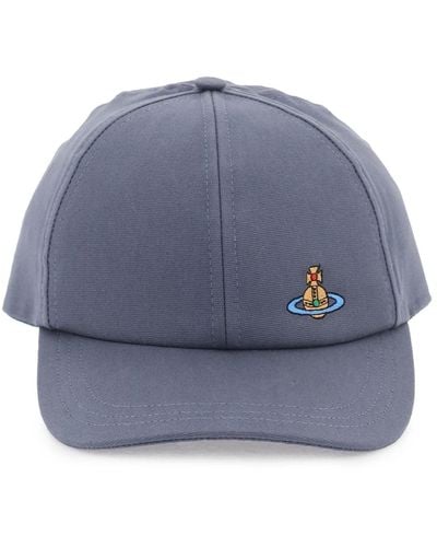 Vivienne Westwood Uni Colour Baseball Cap With Orb Embroidery - Blue