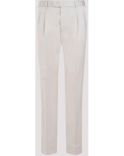 Brioni Beige Cotton Trousers - White