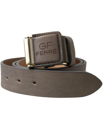 Gianfranco Ferré Leather Fashion Logo Buckle Waist Belt - Black