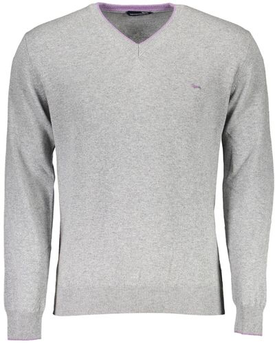 Harmont & Blaine Elegant V-Neck Sweater With Contrasting Details - Gray