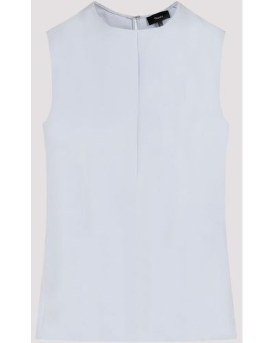 Theory Ice Blue Silk Top - White