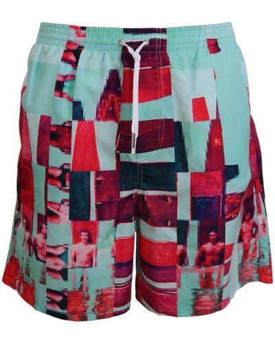 DSquared² Dsqua2 Printed Beachwear Shorts Swimwear - Red
