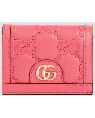 Gucci Pink Matelassé Nappa Leather Credit Card Slots