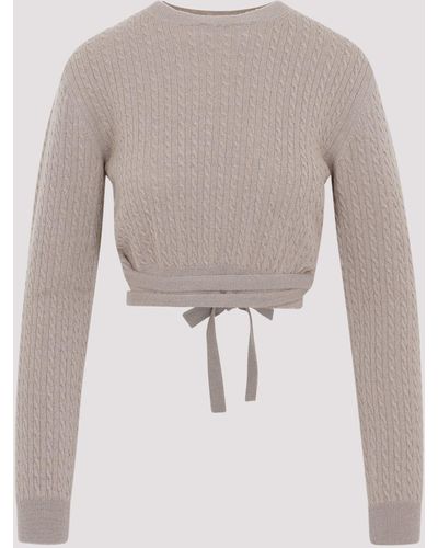 Patou Taupe Curve Link Cropped Sweater - White