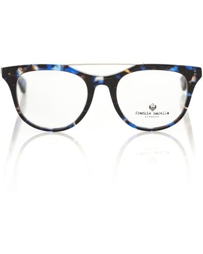 Frankie Morello Geometric Havana Wayfarer Eyeglasses - Blue