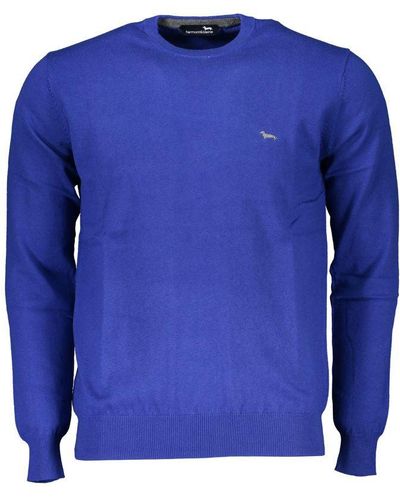Harmont & Blaine Chic Crew Neck Sweater With Embroidery - Blue