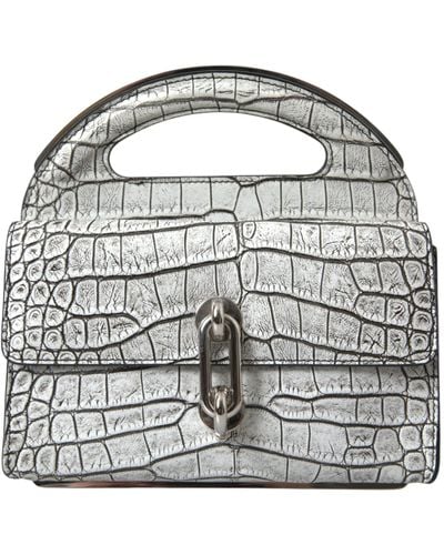 Balenciaga Metallic Silver Alligator Leather Mini Bag - Grey