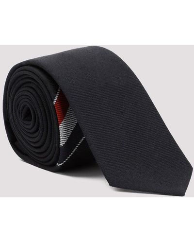 Thom Browne Dark Grey Wool Tie - Black