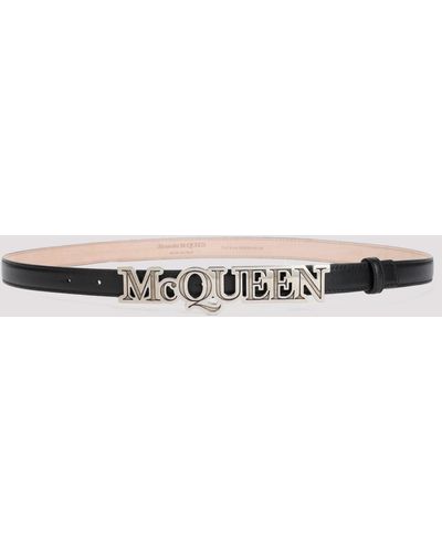 Alexander McQueen Black Calf Leather Belt