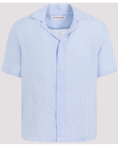 Orlebar Brown Soft Blue Linen Maitan Ii Shirt