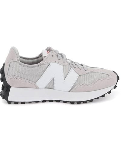 New Balance 327 Logo-stitched Woven Low-top Sneakers - White
